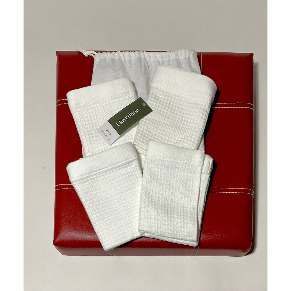 Cloverlane White Waffle Washcloth Set of 4